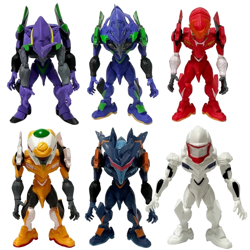 6 Pz/Set Neon Genesis Evangelion Anime Figure Q Version Evangelion Unit-01 Action Figure Pvc Collection Model Doll Toy Regalo Per Bambini