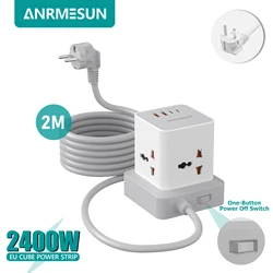 Enhanced Power Strip Tower with Surge Protection and Fast Charging (EU Plug) - EU Plug (EU Plug 4 Ports)
