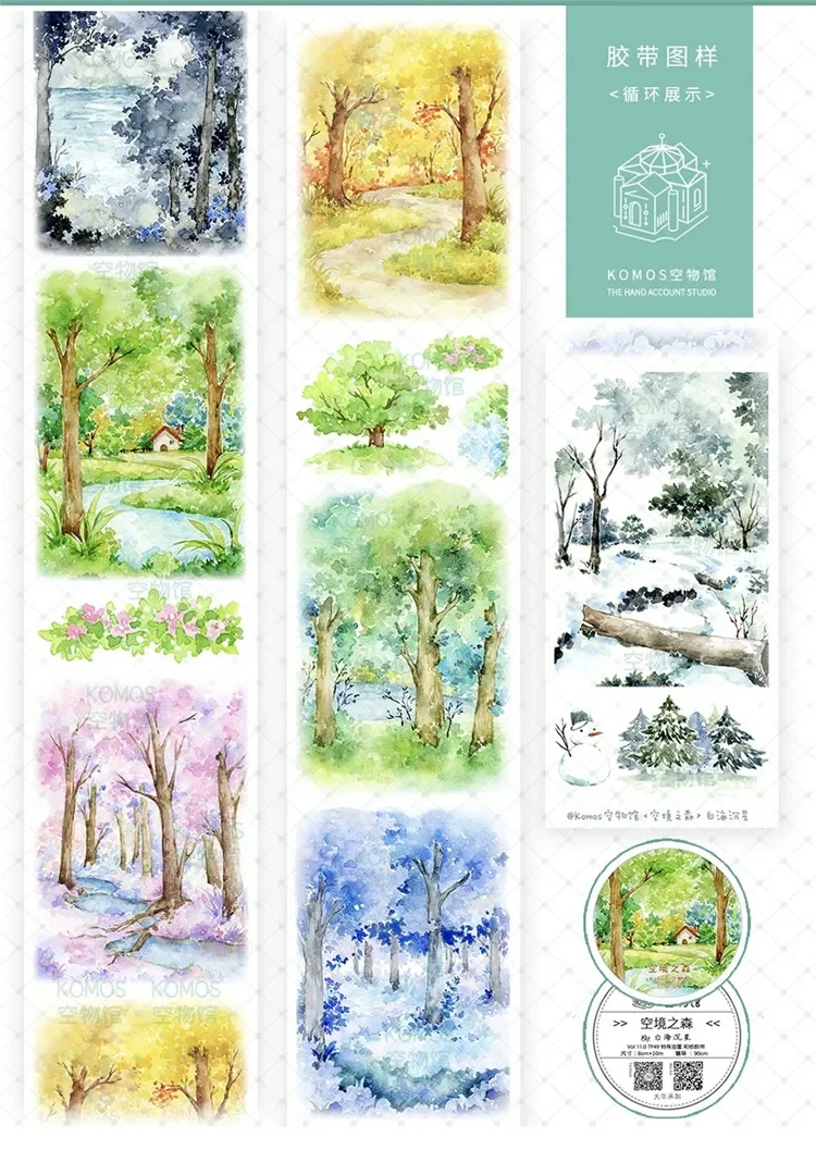 

Dudu Washi Tape Loop Komos Landscape Four Season Trees Forest MaskingTape