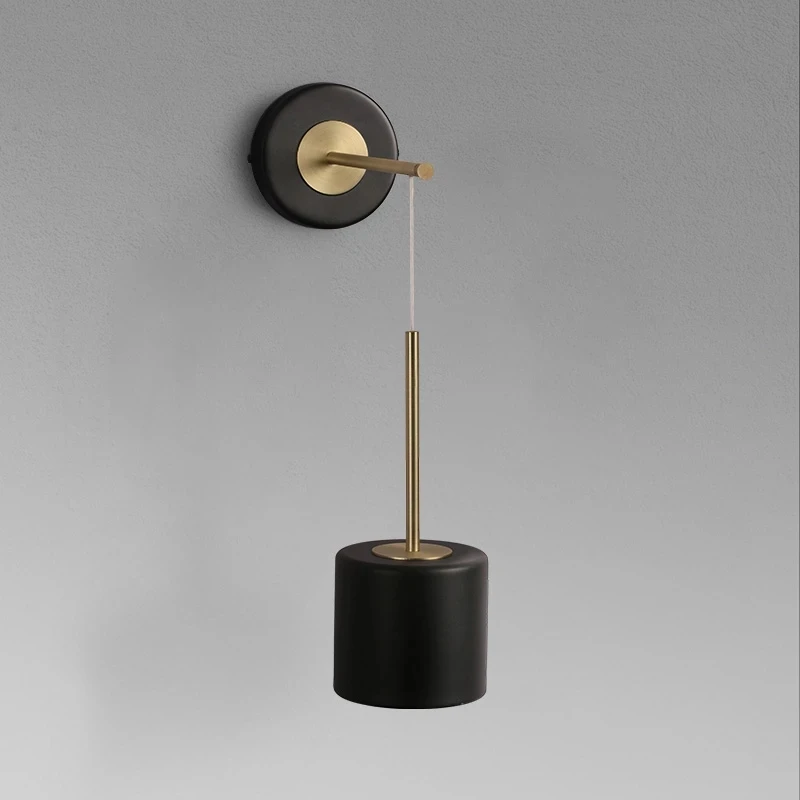

Luxury Hanging Wall Lights Bushed Black and Golden Pendant Wall Lamps 5W Bedroom Study LED Fixture