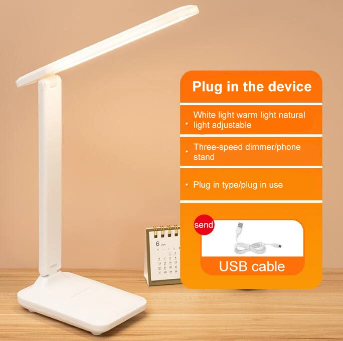 1Pcs Folding Led Desk Lamp Bedroom Table Lamp Reading USB Touch Dimmable Eye Protection Student Reading USB Charge Night Light 4