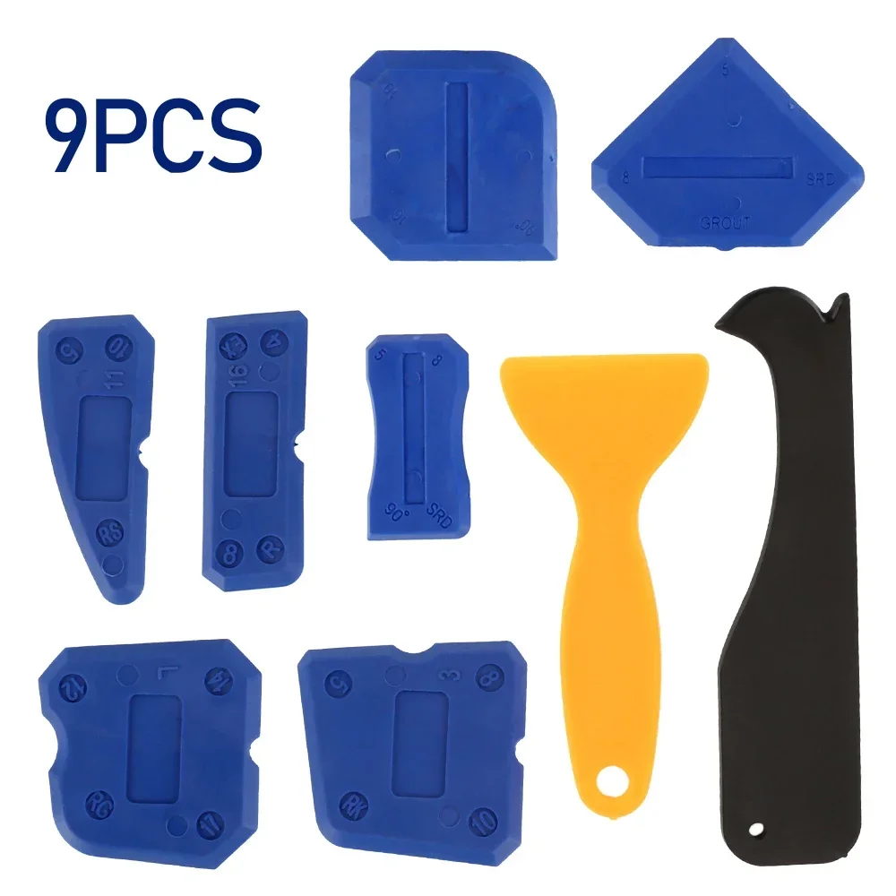 9pcs Caulking Tool Kit Plastic Sealant Finishing Tool with Multiple Shape and Size Portable Grout Scraper Multipurpose Caulk 4
