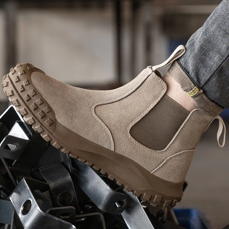 Мужская защитная обувь высокие ботинки защита от ударов пирсинг износостойкая противоскользящая защитная обувь для безопасности