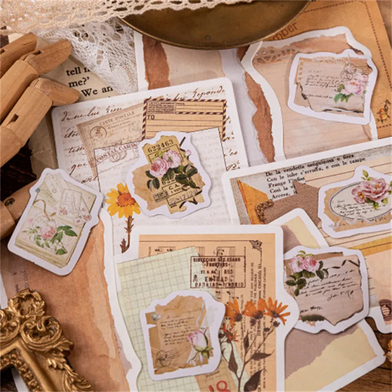 46Pcs Box Stickers Rose You Paper Label Handbook Collezione Decorativa Materiale Di Registrazione Cancelleria Scrapbook Scrapbooking Sticker