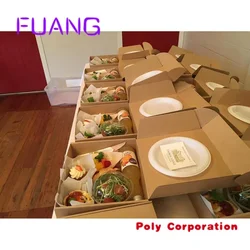 Boîtes d'emballage bionickel ables personnalisées pour restauration rapide, conteneur en papier kraft jetable avec logo personnalisé, rond et carré