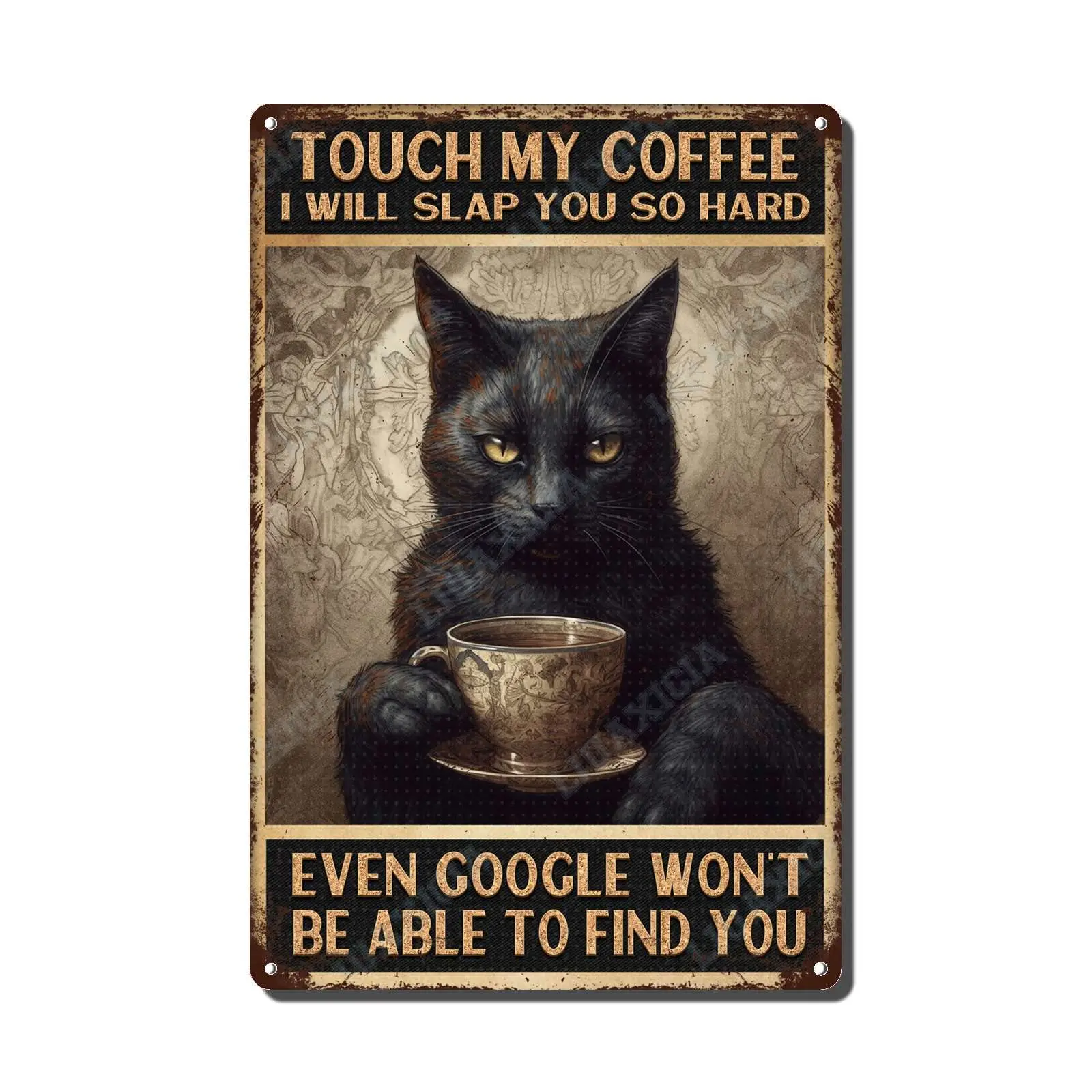 

Оловянные знаки, винтажный художественный постер My Coffee Black Cat, оловянные знаки, интересное украшение для ванной комнаты, подходит для офиса