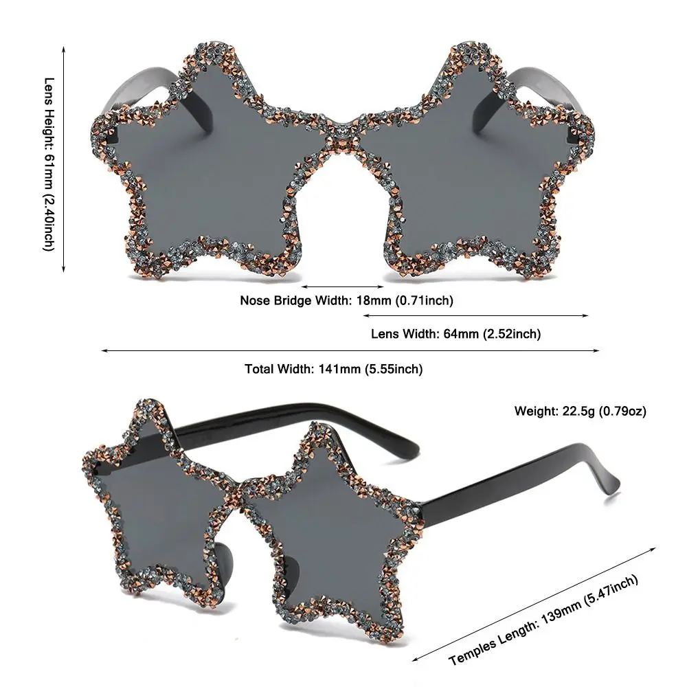 Luxuriöse Diamant-Sonnenbrille in Sternform für Damen, Trendige Strass-Verzierte Sonnenbrillen, Marken-Eyewear für Urlaub und Strand – Detail 1