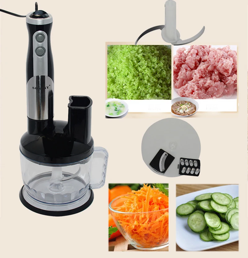 

5011-8 Household Handheld Blender Chopper Whisk Slicer 8in1 Stainless Steel 700W Strong Power 2 Speed Multifunction Blender