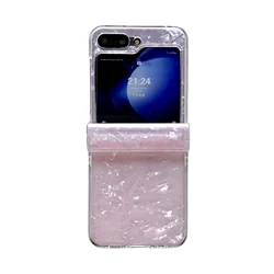 Luxury Aurora Seashell Hinge Cover - Galaxy Z Flip7 (Pink)