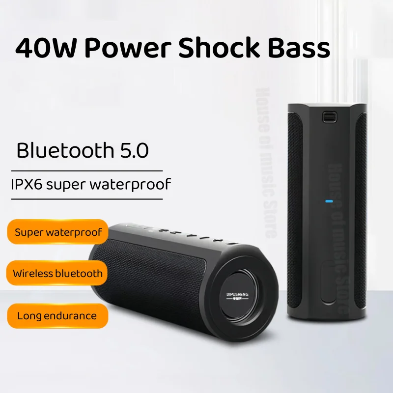 

Latest Design 40W High Power Super Stereo Sound Bass Outdoor Subwoofer Audio IPX6 Waterproof Wireless Portable Bluetooth Speaker