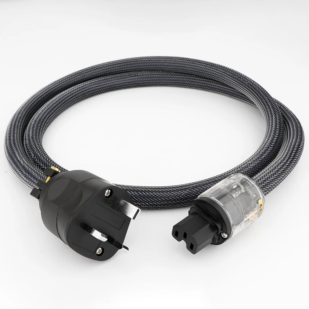

High Quality UK AC Power Cord Power Cable With Rhodium Plated C029 Power Plug UK AC Mains Cord Hifi Power Wire For Amplifier CD