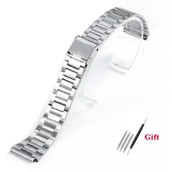 Sleek 18mm Stainless Steel Watch Strap Replacement Bracelet (Silver - 18mm)