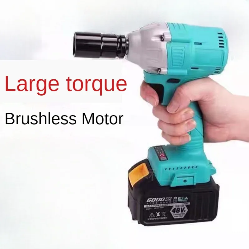 High torque brushless electric wrench socket lithium battery cordless impact wrench automotive tire electric tool
