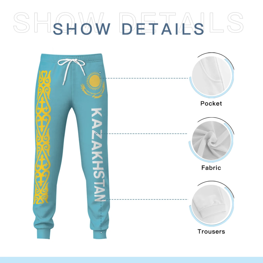 2025 Kazakhstan Flag Mens Sweatpants with Pockets Joggers for Men Sports Casual Sweat Pants With Drawstring 5