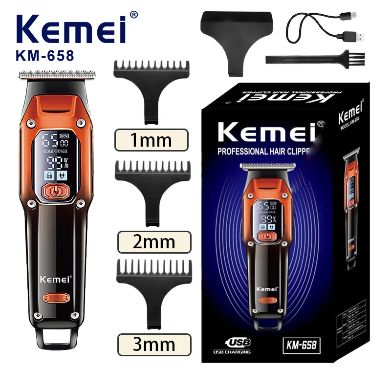 

Wholesale Rechargeable Hair Trimmer Kemei km-658 Machine Hair Cut Razor Men'S Hair Clippers barbeador vintage t9
