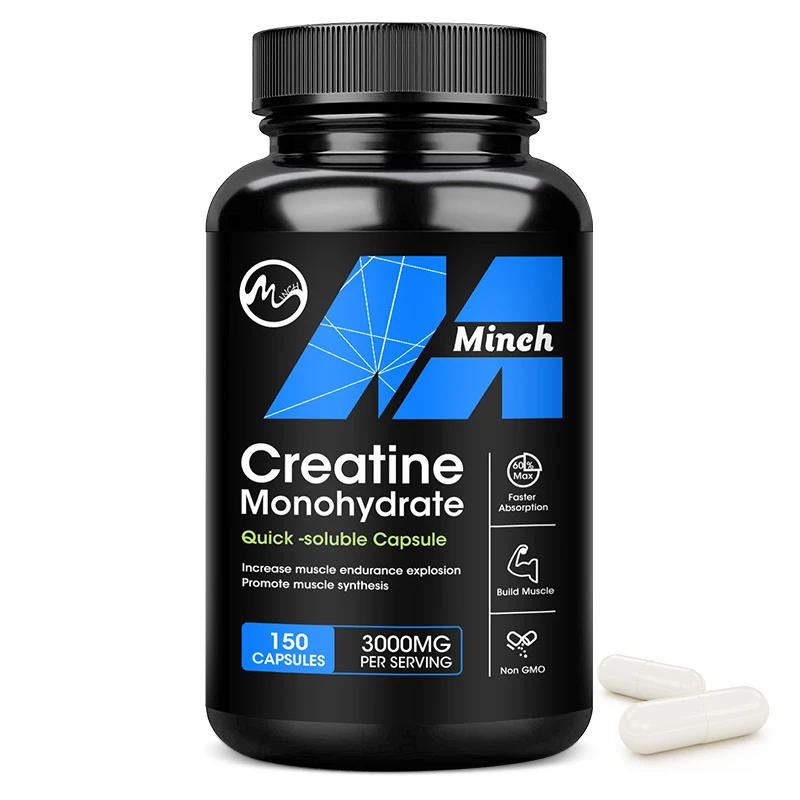

Minch Creatine Capsules 3000mg Monohydrate Model Gain Powder Build Muscle Enhance Performance Unflavored Keto Friendly For Adult