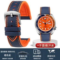 Versatile Waterproof Rubber Watch Strap - Men's Bracelet in Vibrant Colors for 19mm (Blue Orange sk)