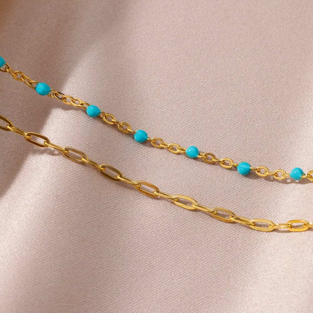 Beads Anklet Fashion Accessories Blue Beads Anklets For Women Vintage Gold Color