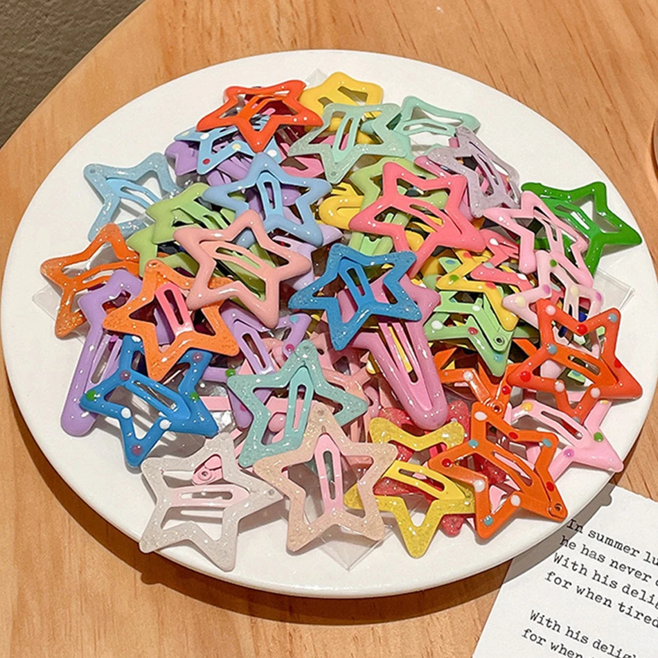 10/20Pcs Girls Headwear Hair Accessories Y2K Women Colorful Star BB Hair Clips Side Barrettes Hair Grip Kids Cute Star Hairpins