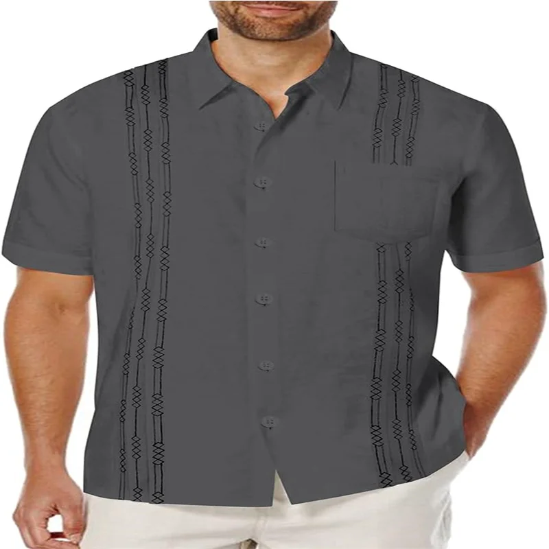2024 Men's Cotton and Linen Cuban Guayabera Shirt Fashion Casual Popular Business Short Sleeve Button Shirt Summer Beach Top 5