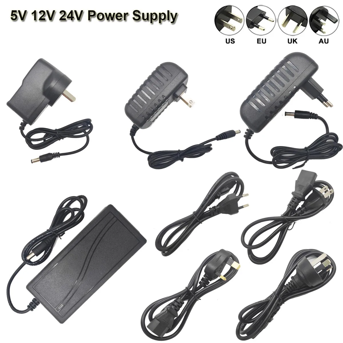 Ac110v 220v To Dc 24v 12v 5v Led Power Adapter 5.5*2.12.5mm Female
