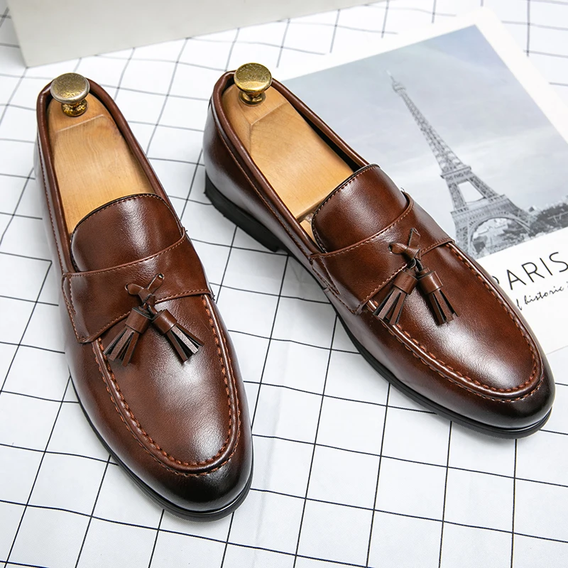Scarpe Casual Da Uomo Classiche Marroni Nere Con Nappe A Punta In Pelle Da Uomo Mocassini Da Sposa Per Feste Mocassini Scarpe Da Uomo Comfort Driving 