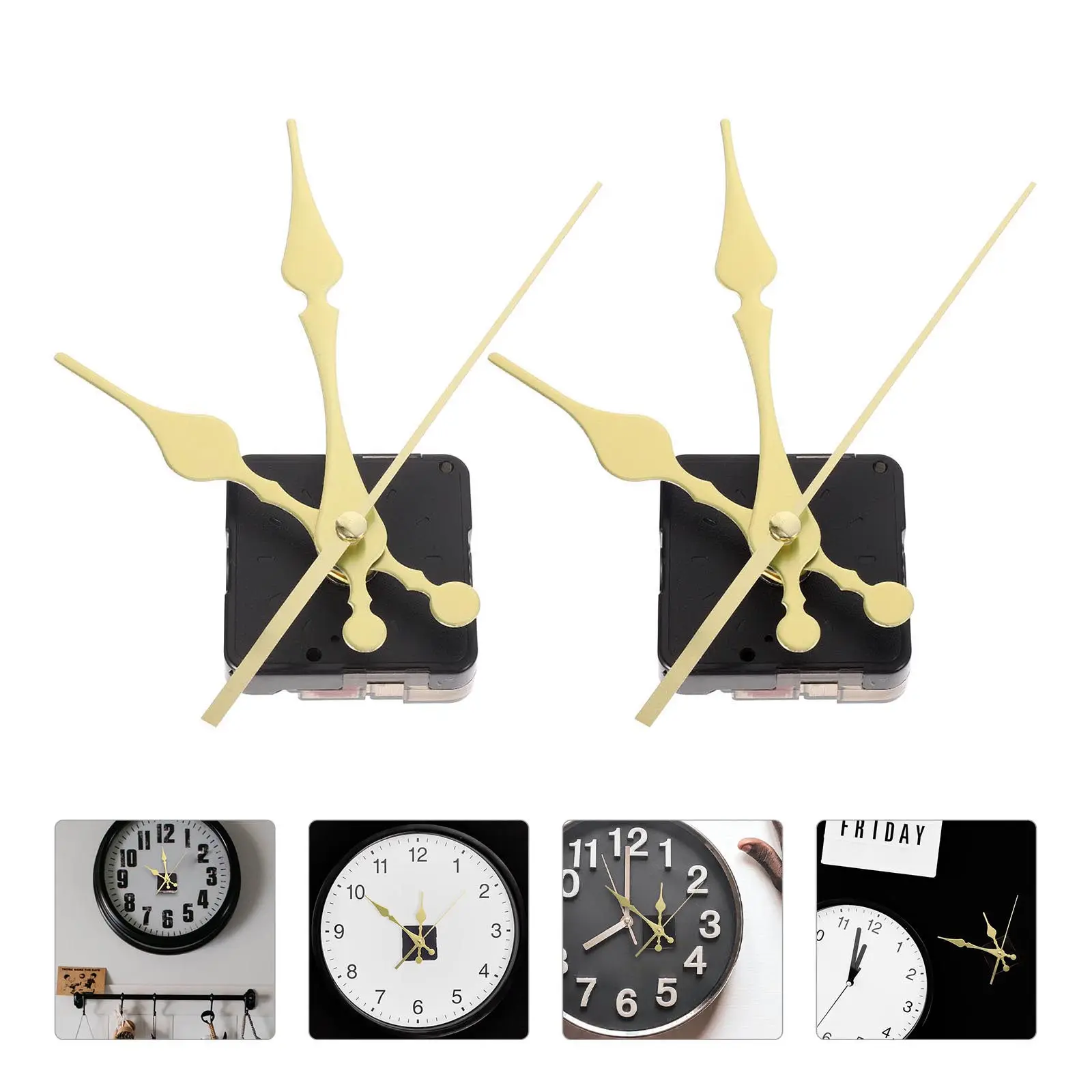 2Pcs 무음 벽시계 무브먼트 키트 DIY 벽시계 교체를 위한 고정밀 무소음 시계 메커니즘 간편한 설치 우아함