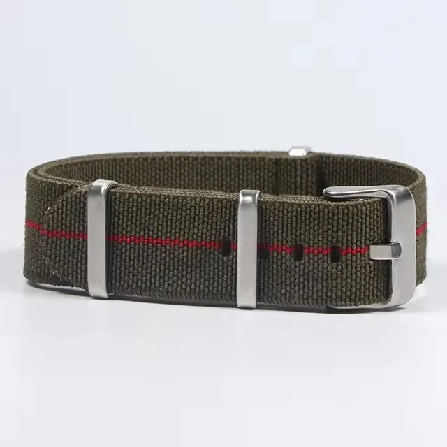 Bi-Color French Parachute Nylon Elastic Watch Strap - Military Style Bracelet