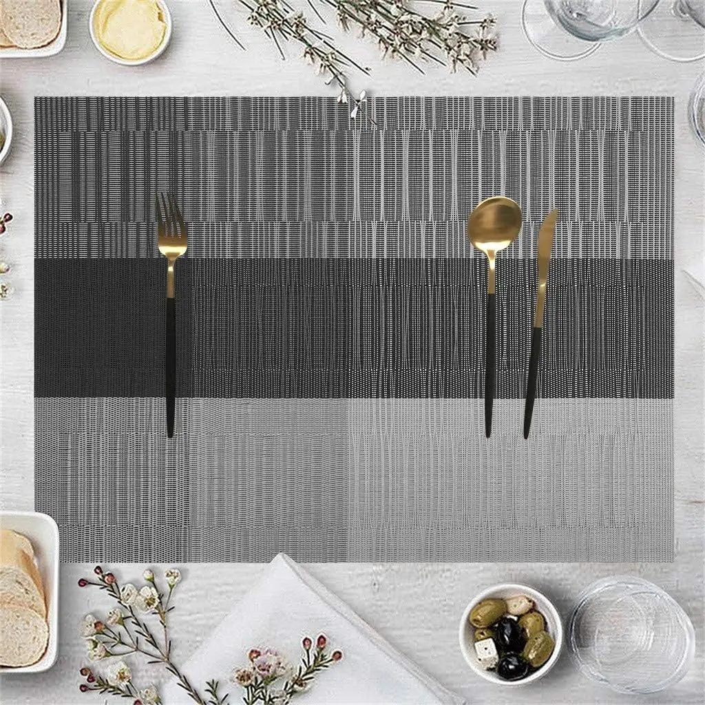 Woven Vinyl Placemats Set Place Mats Crossweave Non-Slip Washable Table Mats for Dining Table Kitchen Reataurant Decor Coasters