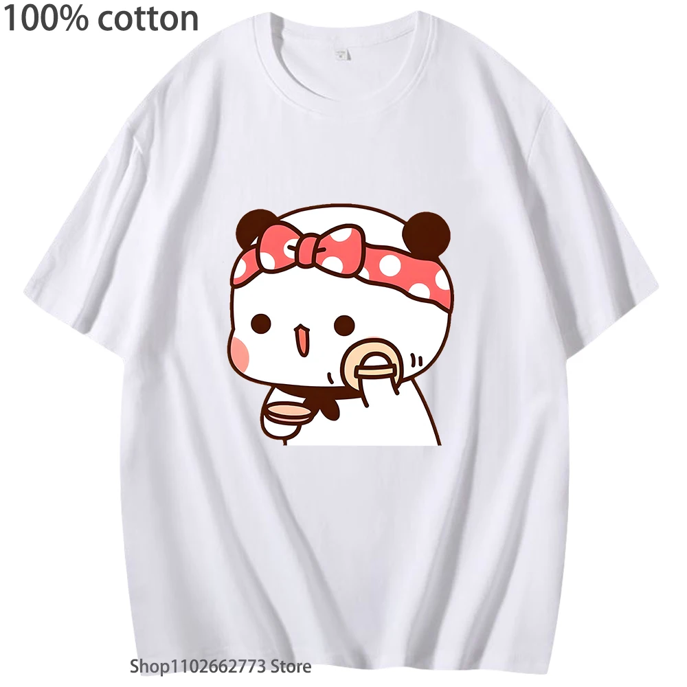 

Футболки для макияжа Bubu с надписью Dudu, милые футболки с рисунком панды и медведя, женские футболки, футболки из 100% хлопка, мужская одежда