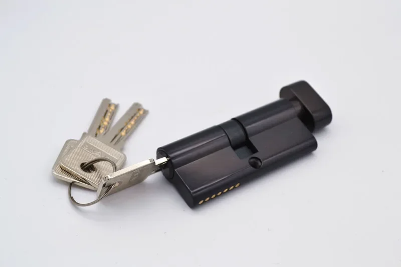 Description Picture 5 of item70mm Black Chrome Plated Brass Door Lock Cylinder With 3 Brass Computer Keys Anti-theft Home Security Cylinder With Knobs