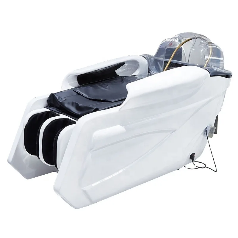 Modern Barber Shop Equipment White Black Fully Automatic Electric Massage Shampoo Chair Hair Salon Furniture Hairdressing