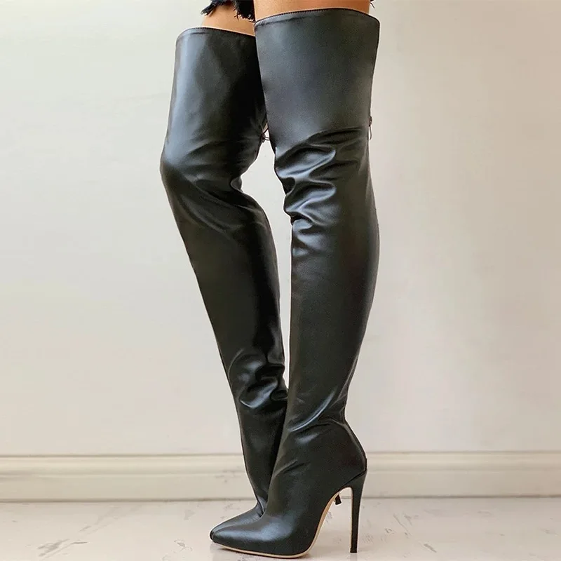 NewFashion Sexy slim high heels knee high boots women's Classic pointed toe Performance shoes Winter women's Over the knee boots