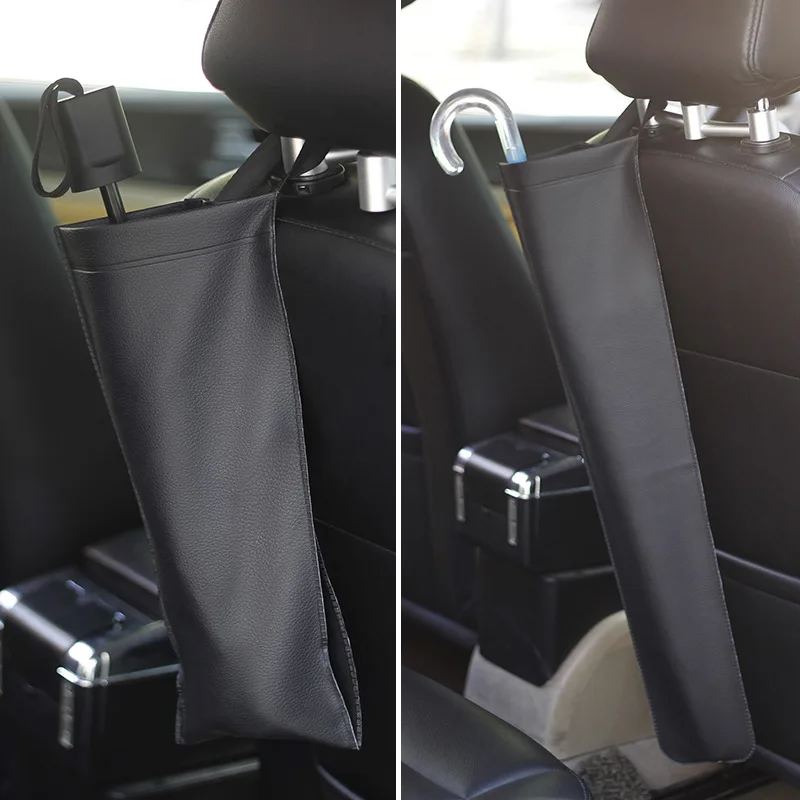 Universal Car Umbrella Cover Seat Back Umbrella Storage Bag Leather Car Storage Bag Holder Auto Tidying Accessories umbrella holder car storage box