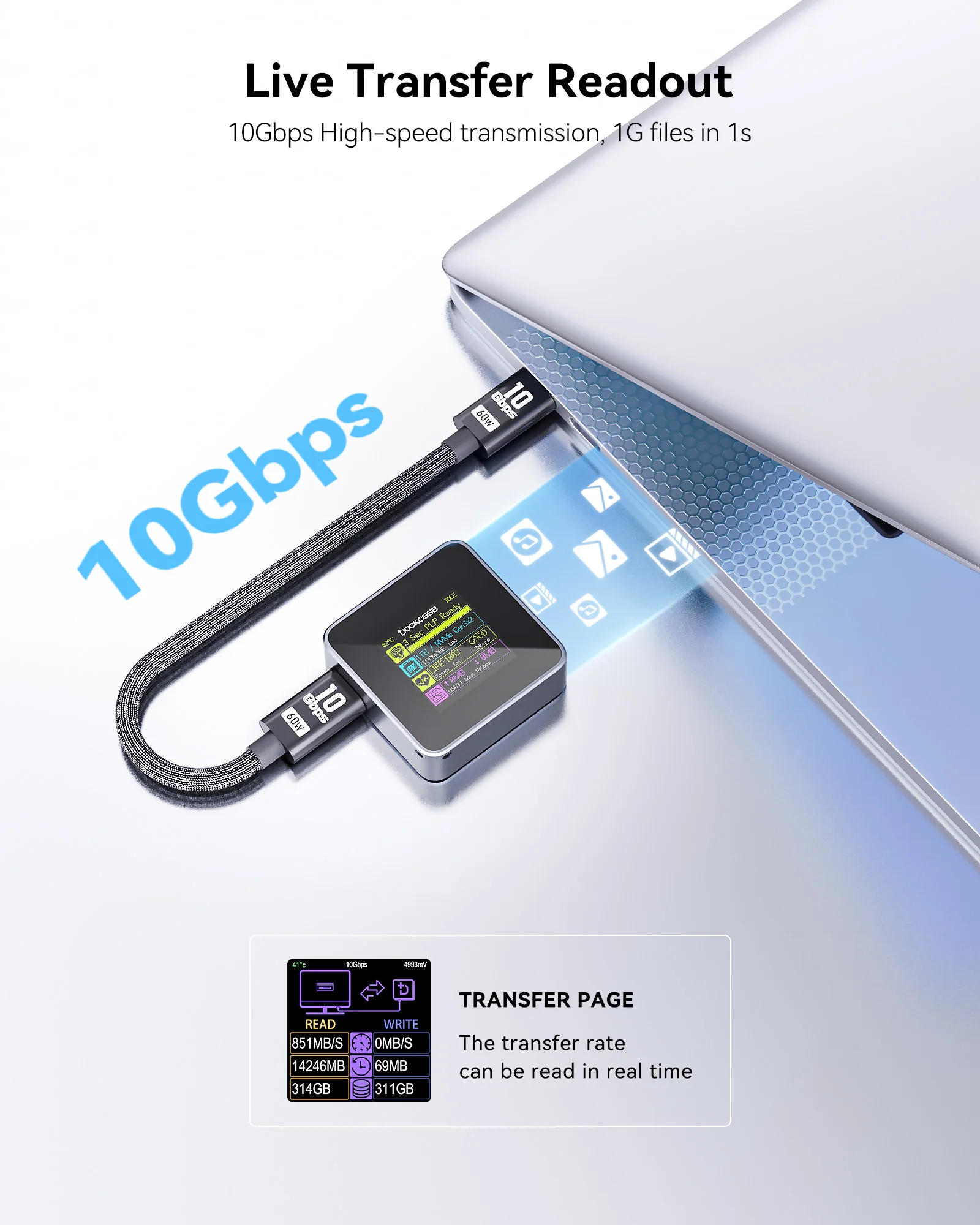 DOCKCASE Pocket M.2 2230 NVMe SSD Enclosure, 3s PLP, USB 3.2 Gen 2 (10Gbps), fits NVMe PCIe 2230, M-Key & B+M Key, UASP.