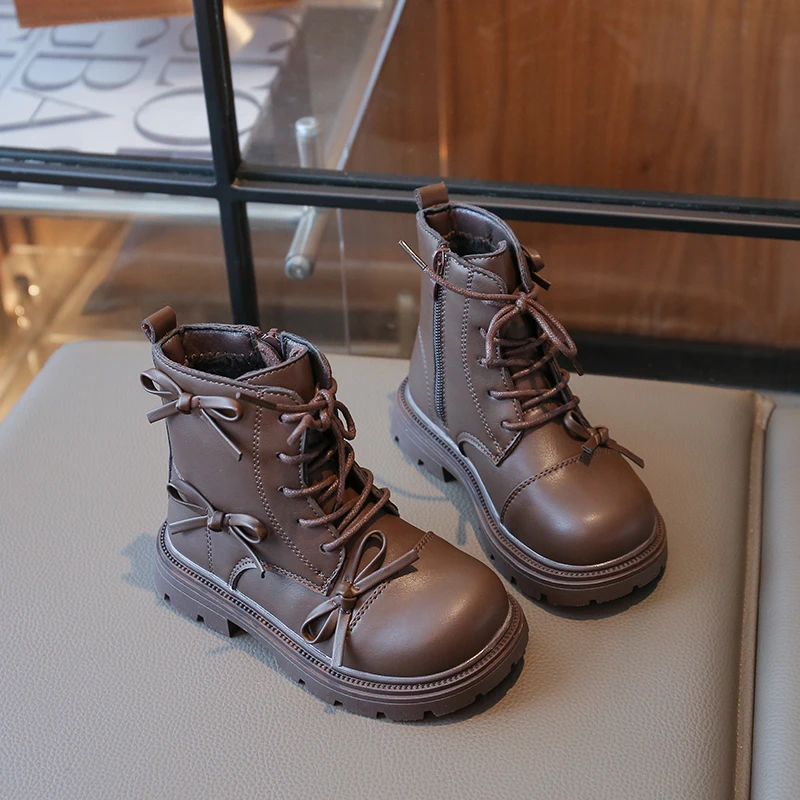Children's Winter Boots for Girl New Classic Sweet Bowknot Kids Fashion Cotton Boots Thick Bottom Causal Princess Ankle Boots