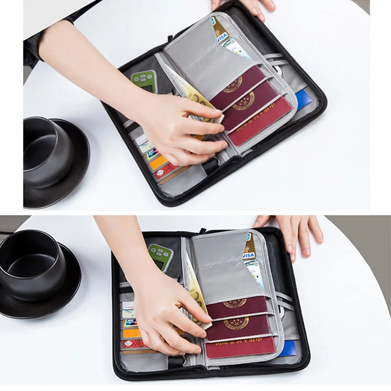 Travel Wallet Family Passport Holder Travel Documents Organizer Waterproof Durable Passport Case with RFID Blocker for Men Women
