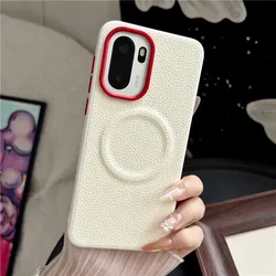 Luxury Magnetic Lychee Pattern PU Leather Non - Slip Phone Case with Metal Camera Frame for OnePlus 15R (White)