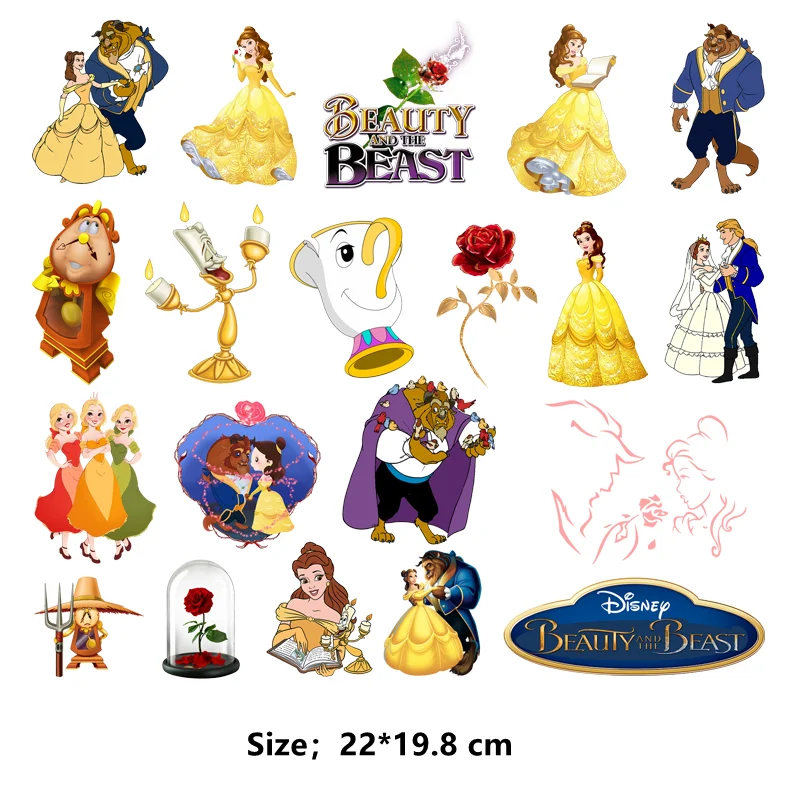 Disney BEAUT AND THE BEAST patch Patches for clothes DIY clothes for children Thermo-stickers heat transfer stickers clothing patches