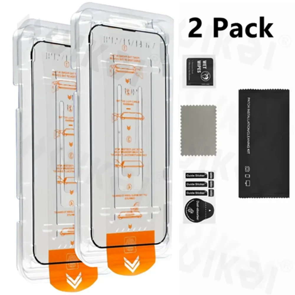 2 Pack Tempered Glass Screen Protector - Auto Dust-Elimination, Bubble-Free, HD Clear, Easy Installation