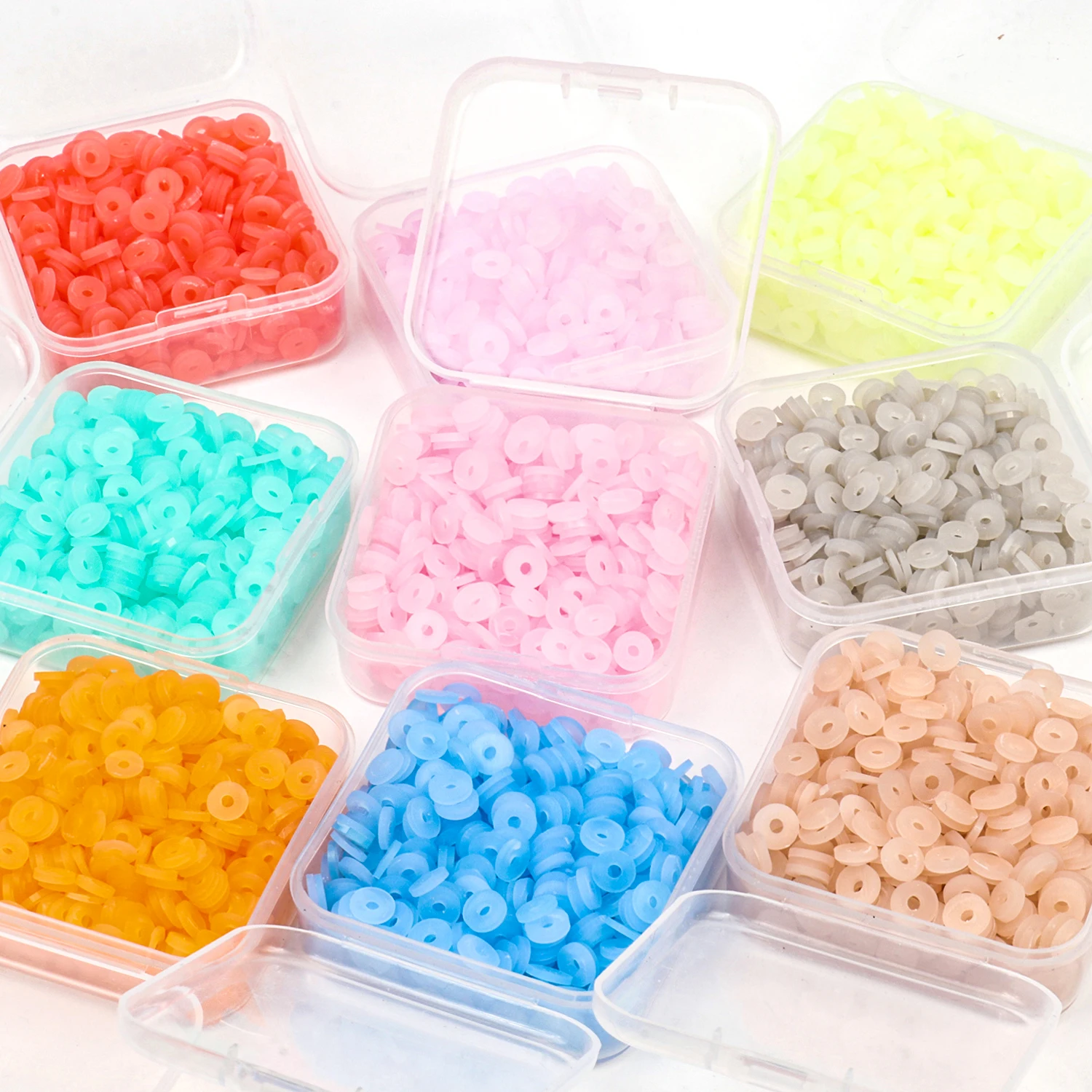 500pcs/box 6mm Chip Polymer Clay Beads Clear Flat Disk Loose