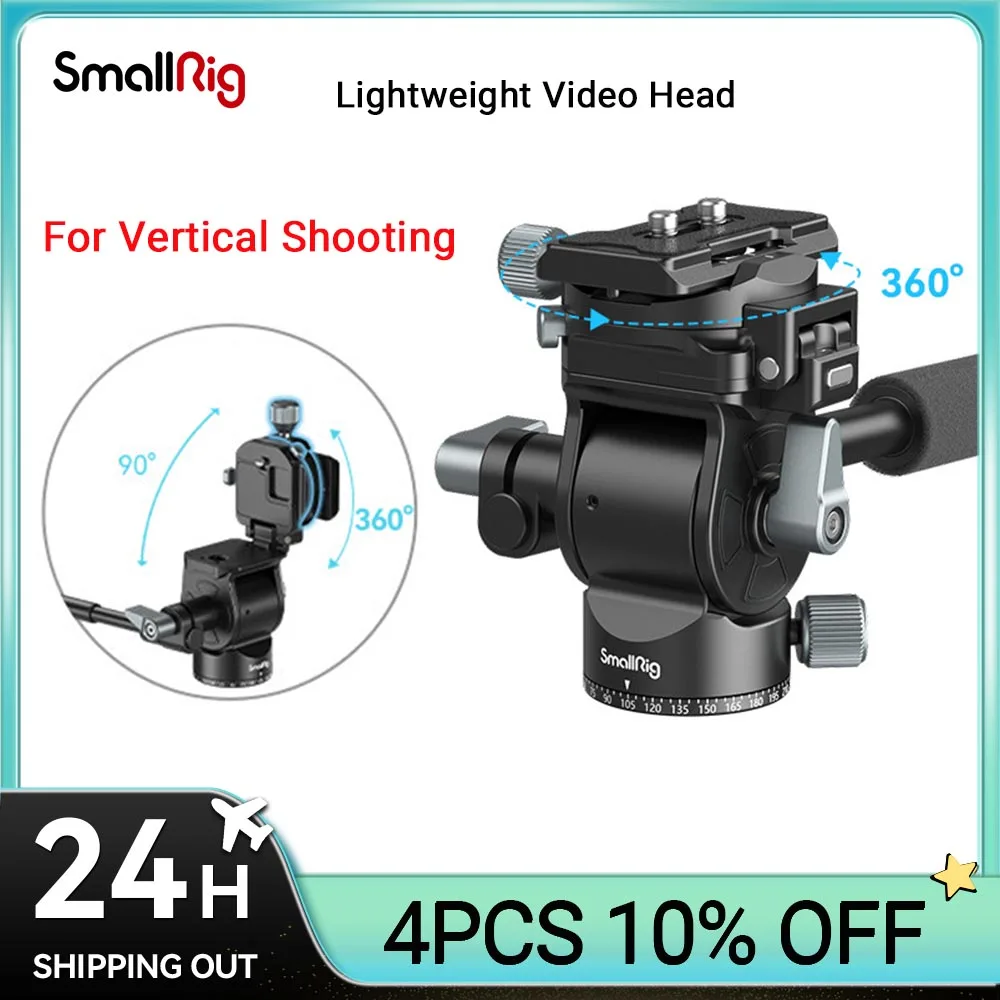 

SmallRig Video Tripod Head,Vertical/Horizontal Quick Switch Shooting Tripod Head Compact 5kg Load-Bearing with Telescopic Handle