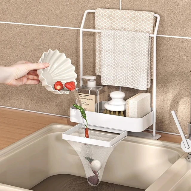 Sponge Holder with Drain Pan for Kicthen Sink, Kitchen Sink Caddy