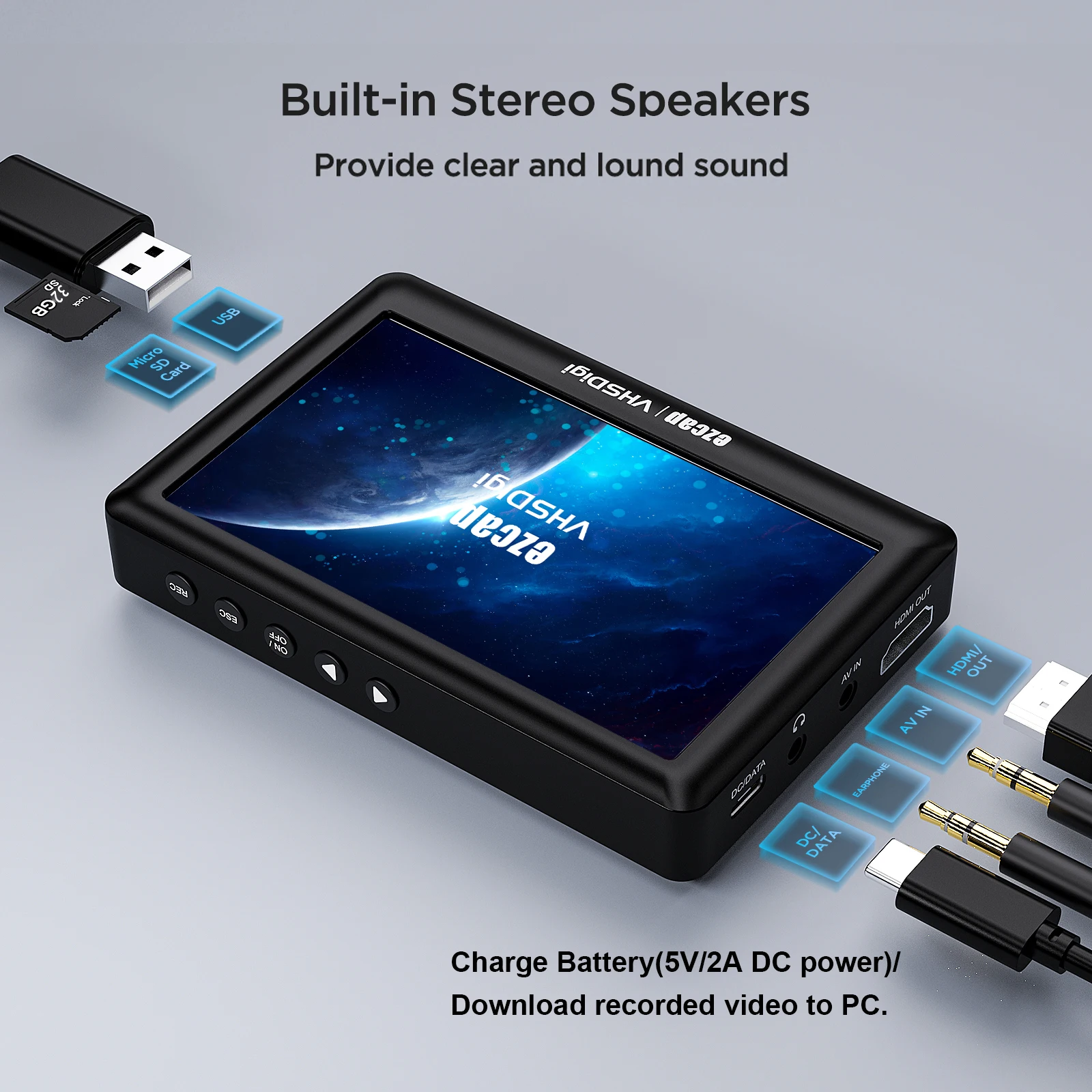 Videoregistratori Ezcap180 Av, Conversione Da Video Analogico A Digitale-Registra Video Da Vhs,Vcr, Av, Rca, Hi8, Videocamera, Lettori Dvd