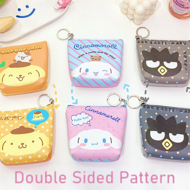 Plush Coin Purse Wallet Keychains Sanrio Wallet Hello Kitty My Melody Coin Purse Anime Cinnamoroll Pompom Purin Cute Children
