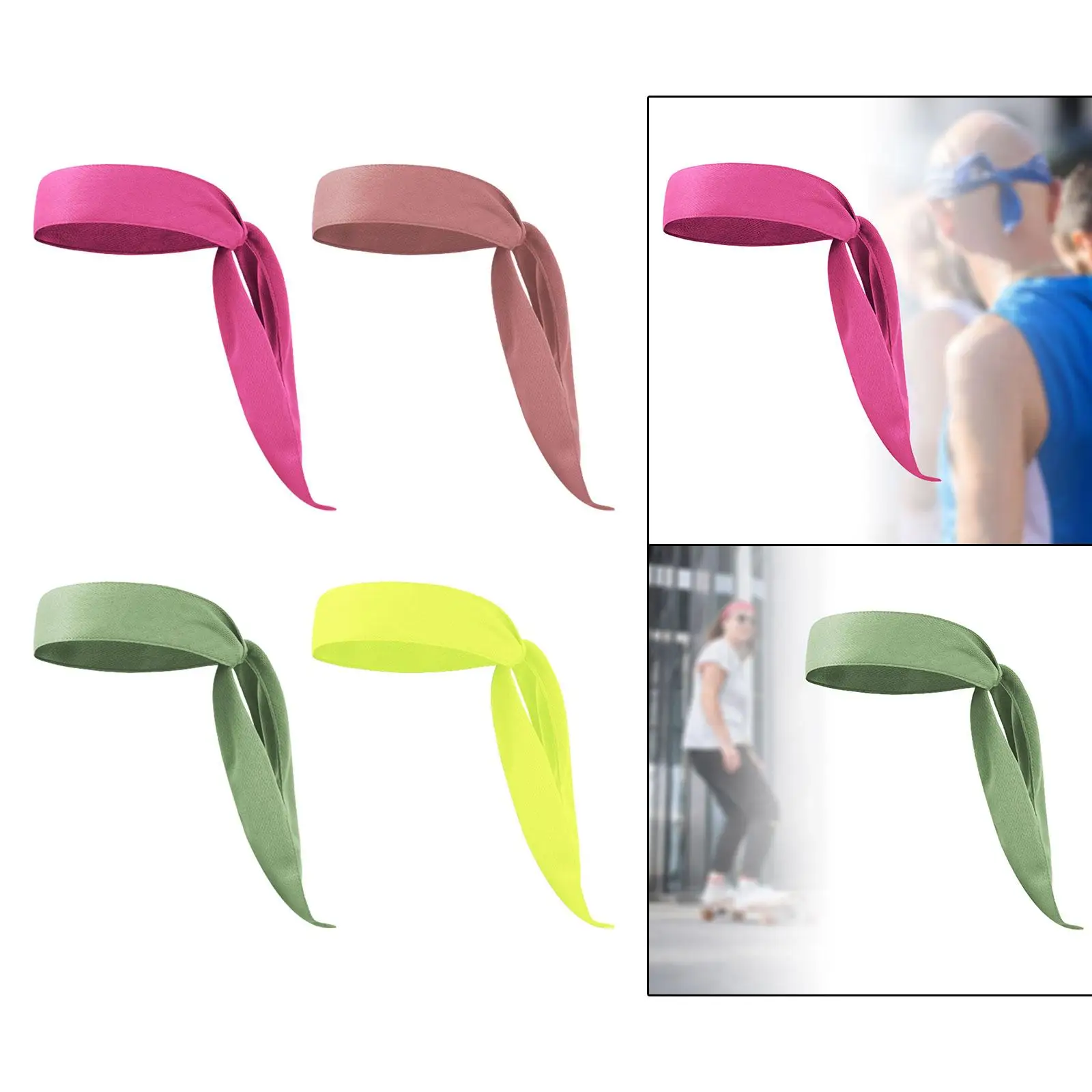 Sweatband Tie on Headband for Men Women Hair Band Outdoor Tennis Headband for Workout Basketball Fitness Casual Wear Baseball