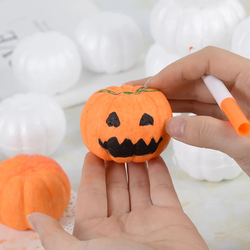 10 stücke weißer Schaum Kürbis Modelle Polystyrol Styropor Kürbisse künstliche Kürbisse Kinder DIY handgemachte Handwerk Halloween Dekoration – Detail 17