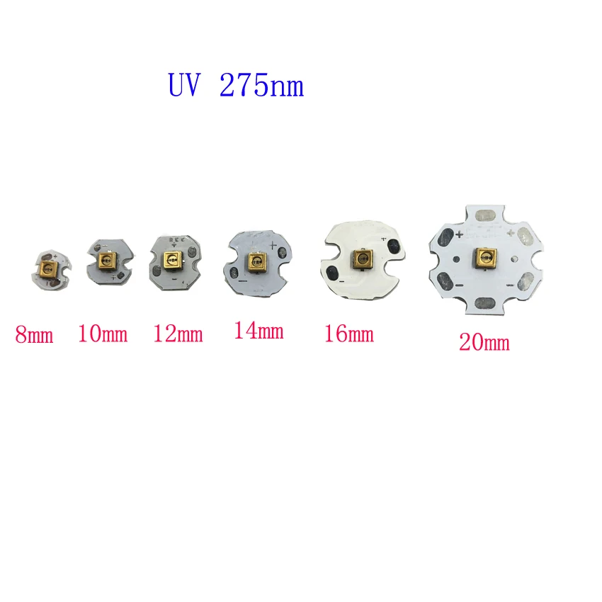 UV 275nm 6V Deep UVC LED Diode Lamp UV Ultraviolet Steriliza Equipment Board With 8MM 10MM 14MM 16MM 20MM PCB 1000pcs 3w 3535 smd led red lamp bead 850nm 855nm ir 16mm 20mm board lighting bulb fiashlights