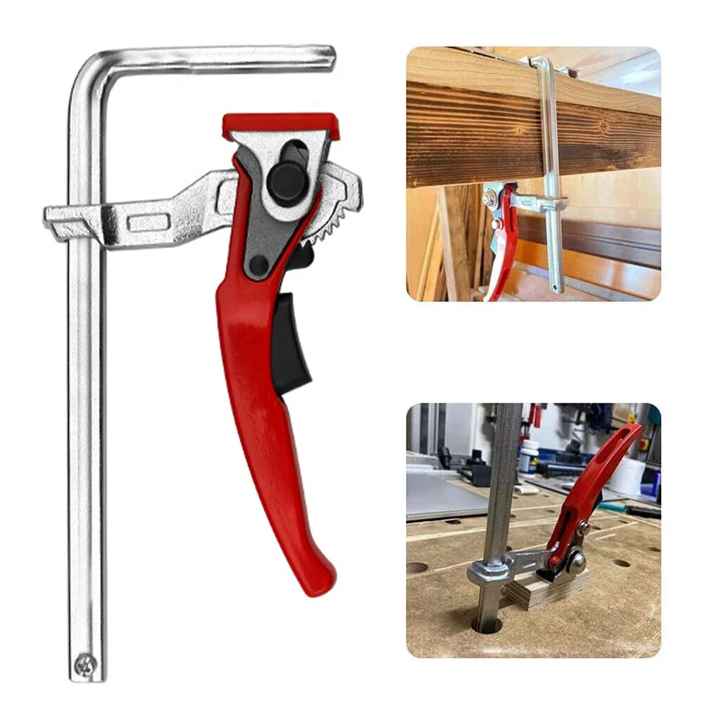 

Track Saw Clamp for MFT Table and Cutting Guide Rail Woodworking F Clamp with Quick Ratchet Arm Clamping Range 160-200mm