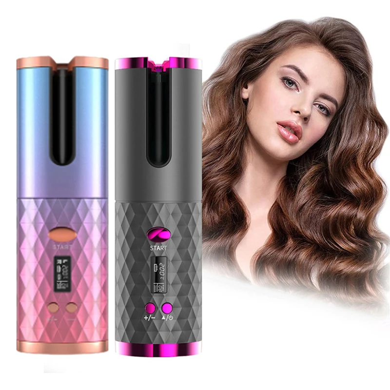 MiniRechargeableElectricPortableHairCurlerMachineRotatingAuto